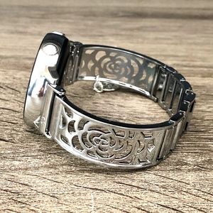 Silver Floral Style Samsung Galaxy Watch 6 Band 40mm 44mm Watch 6 Pro 43mm 47mm